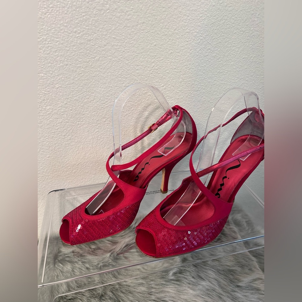 Nina Elegant Red Strappy Heels size 8 1/2 - Picture 5 of 8